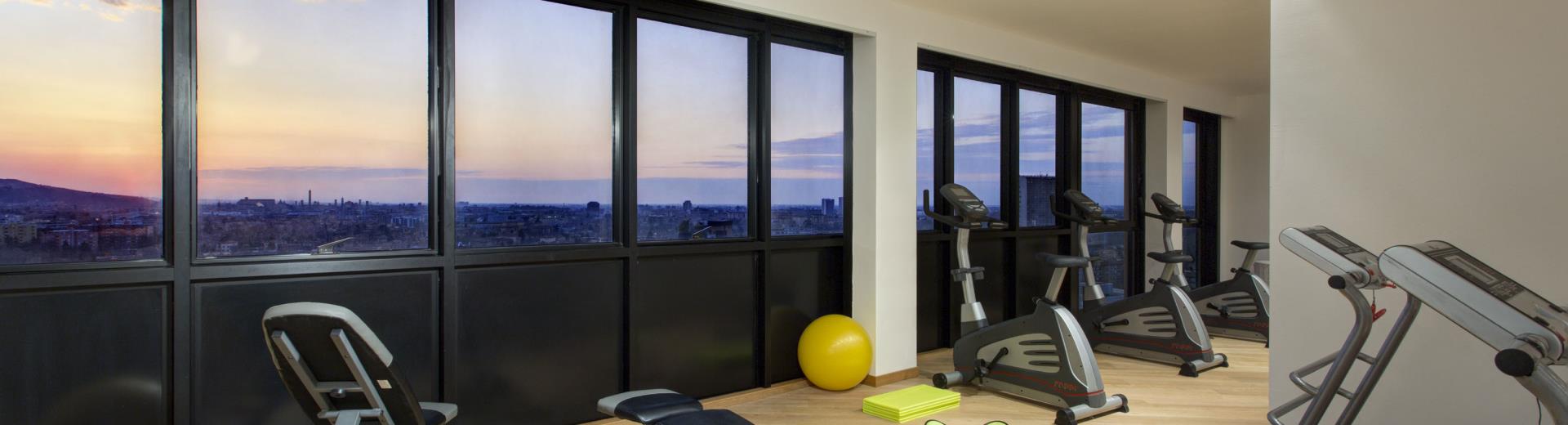 Your workout at the top floor of the hotel